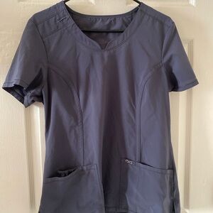 Med Couture Gray Scrub Top Women’s Size M Stretch Pockets